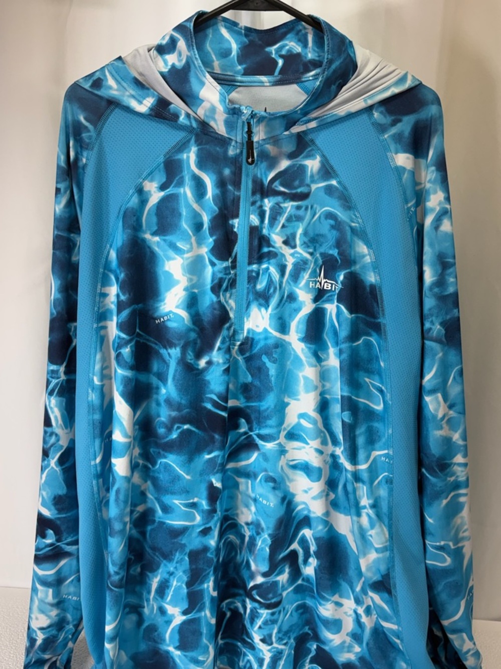 Habitat Men's Blue & White Water-Print Hooded Long-Sleeve Rash Guard 2807